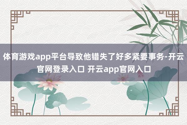 体育游戏app平台导致他错失了好多紧要事务-开云官网登录入口 开云app官网入口