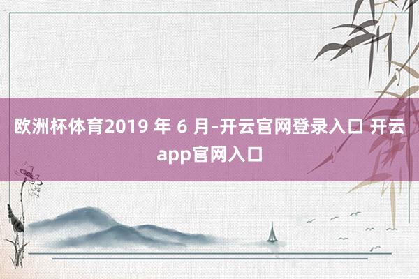 欧洲杯体育2019 年 6 月-开云官网登录入口 开云app官网入口