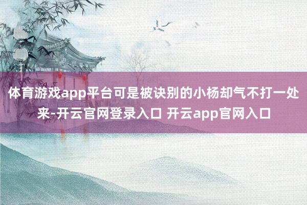 体育游戏app平台可是被诀别的小杨却气不打一处来-开云官网登录入口 开云app官网入口