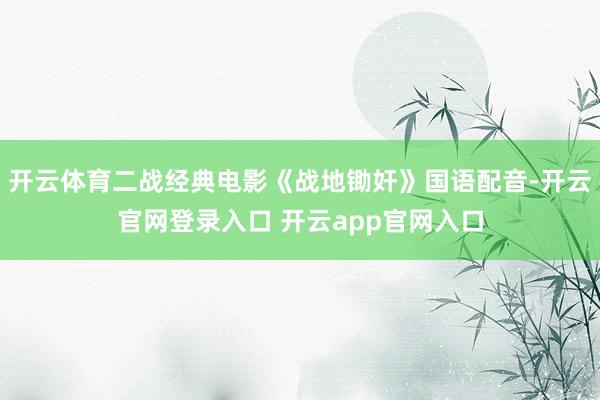 开云体育二战经典电影《战地锄奸》国语配音-开云官网登录入口 开云app官网入口