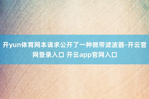 开yun体育网本请求公开了一种微带滤波器-开云官网登录入口 开云app官网入口