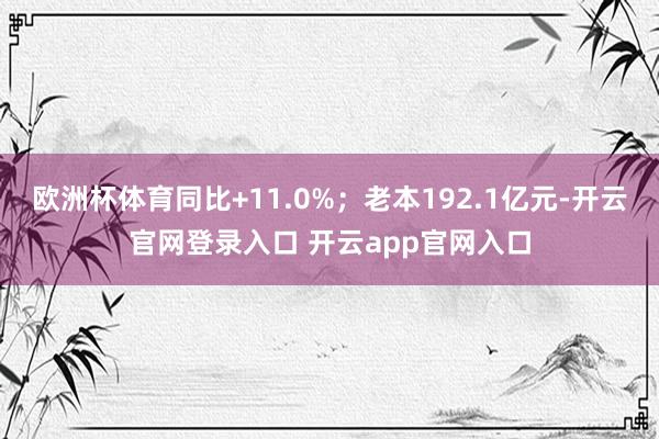 欧洲杯体育同比+11.0%；老本192.1亿元-开云官网登录入口 开云app官网入口