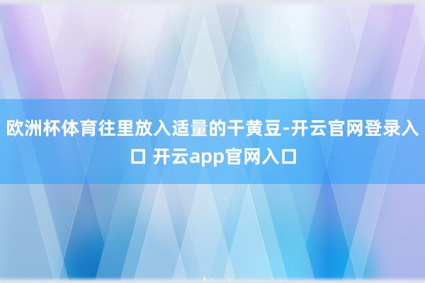 欧洲杯体育往里放入适量的干黄豆-开云官网登录入口 开云app官网入口