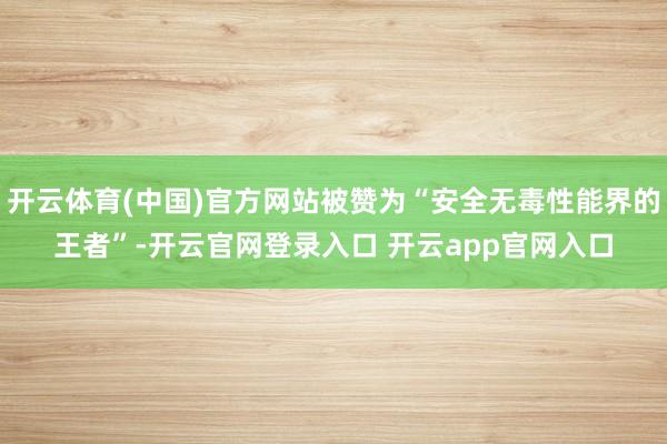 开云体育(中国)官方网站被赞为“安全无毒性能界的王者”-开云官网登录入口 开云app官网入口