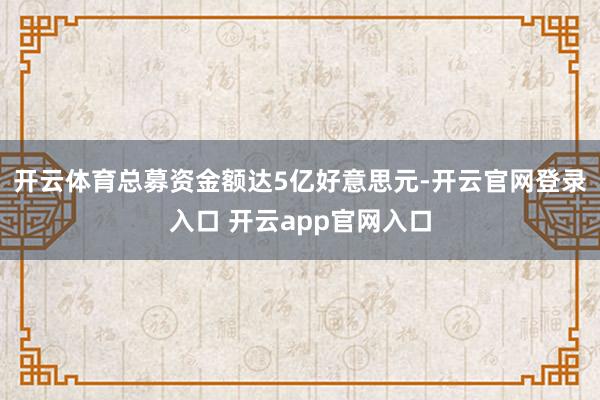 开云体育总募资金额达5亿好意思元-开云官网登录入口 开云app官网入口
