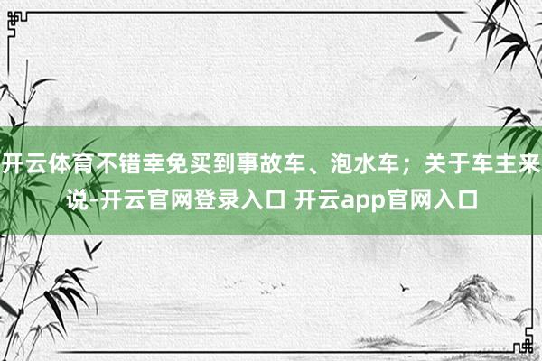 开云体育不错幸免买到事故车、泡水车;关于车主来说-开云官网登录入口 开云app官网入口