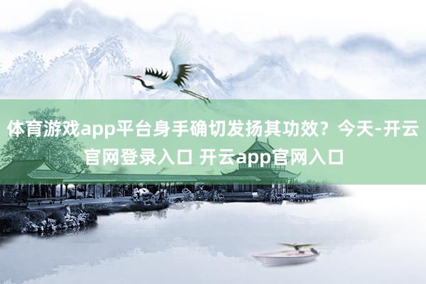 体育游戏app平台身手确切发扬其功效？今天-开云官网登录入口 开云app官网入口