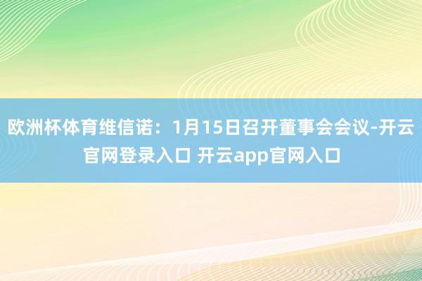 欧洲杯体育维信诺：1月15日召开董事会会议-开云官网登录入口 开云app官网入口