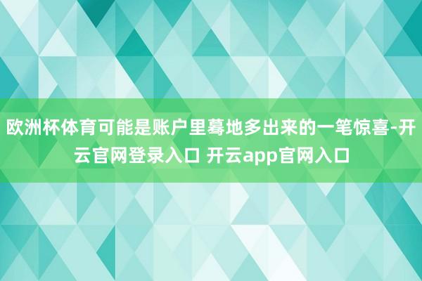欧洲杯体育可能是账户里蓦地多出来的一笔惊喜-开云官网登录入口 开云app官网入口