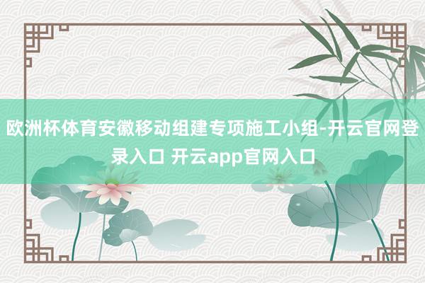 欧洲杯体育安徽移动组建专项施工小组-开云官网登录入口 开云app官网入口